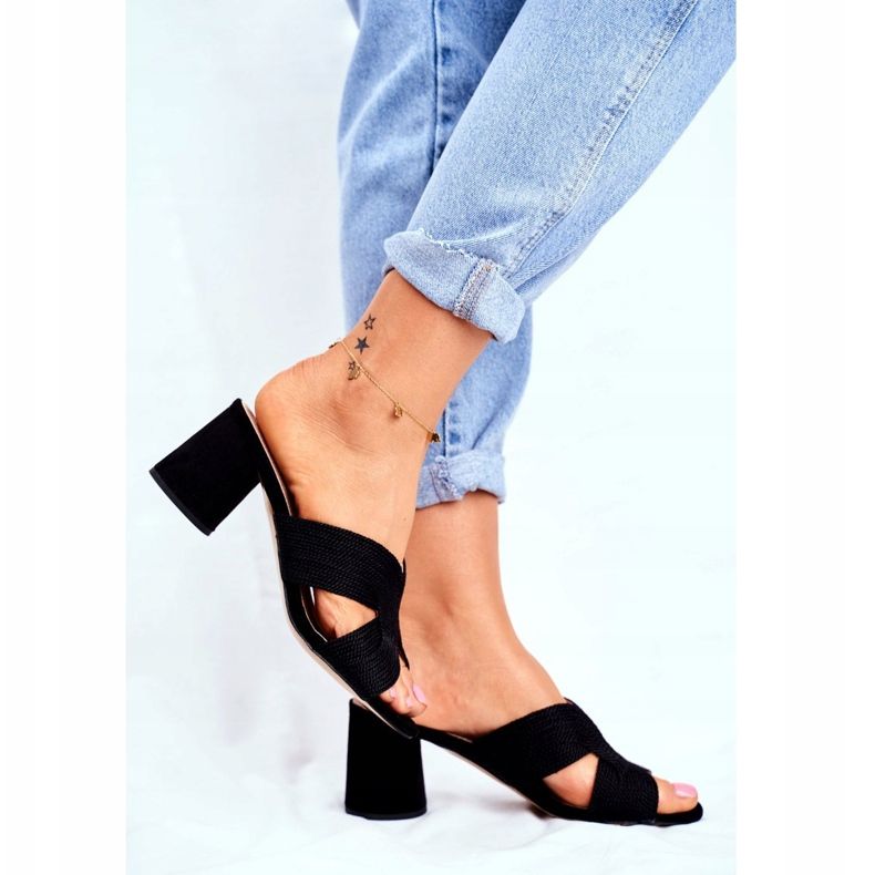 S.Barski Papuci de damă pe toc alunecare negru pentru oaspeți 2