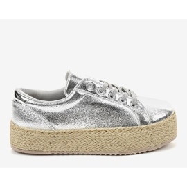 Espadrile dantelate argint 6220 gri 2