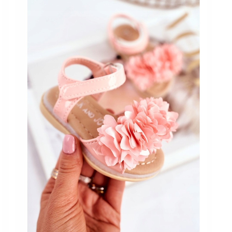 FRROCK Sandale pentru copii cu velcro strălucitor roz Milena 2