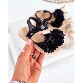 FRROCK Sandale pentru copii cu velcro strălucitor negru Milena 2