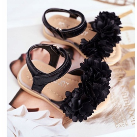 FRROCK Sandale pentru copii cu velcro strălucitor negru Milena 1