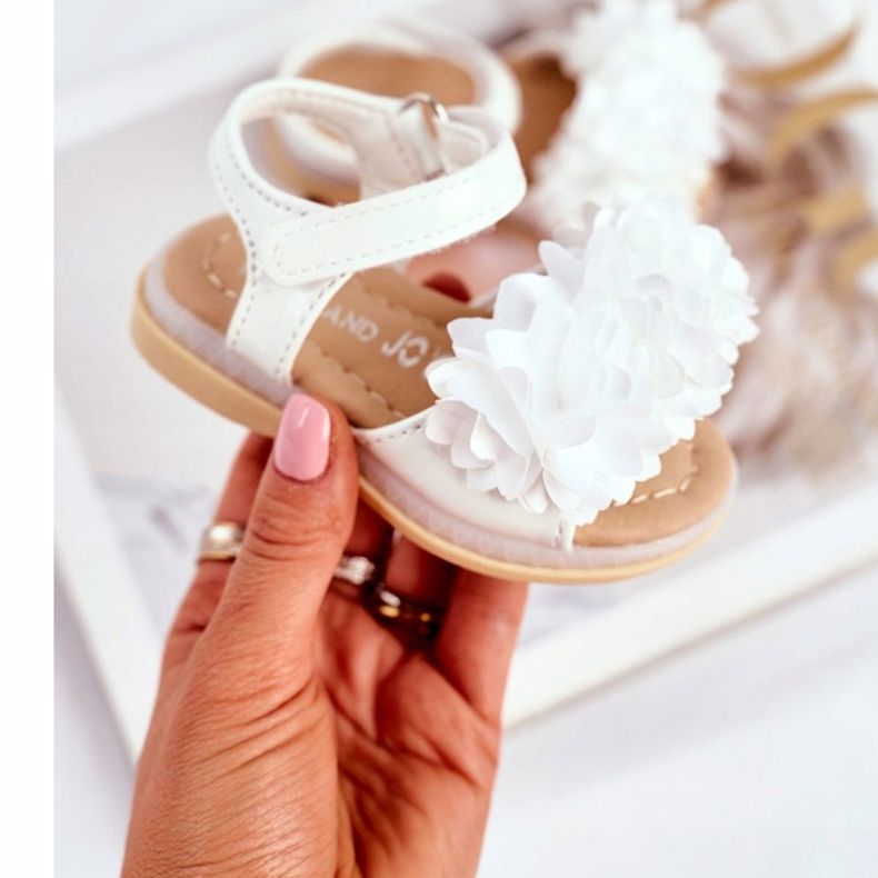 FRROCK Sandale pentru copii cu velcro strălucitor alb Milena 2