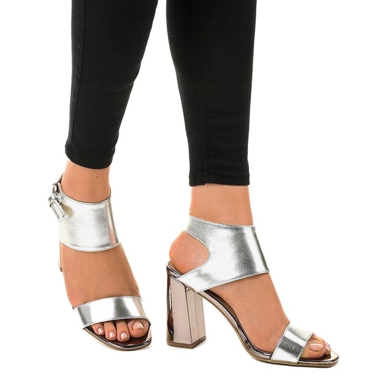 Sandale argintii elegante pe post 0354-20 gri 1