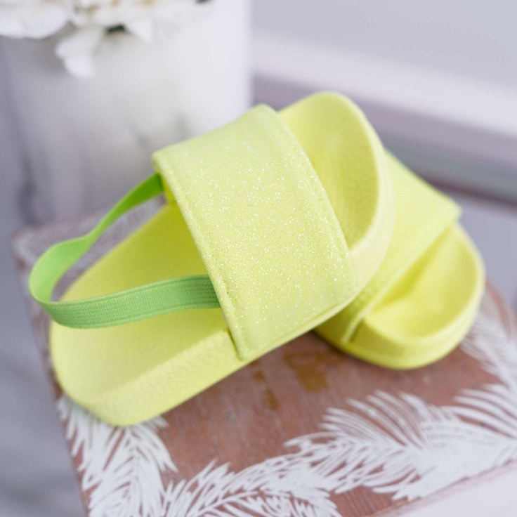 FRROCK Papuci pentru fete pentru copii Brocade Lime Rimia galben 2