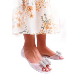 Lu Boo | Balerini din cauciuc Meliski Bow White Cindela incolor 1