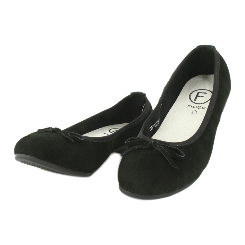 Filippo Balerini din piele neagră cu fundă negru 1