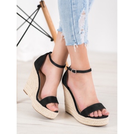 SHELOVET Sandale cu pene sexy negru 1