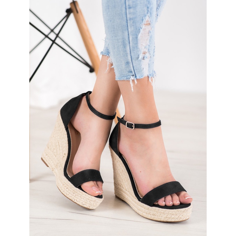 SHELOVET Sandale cu pene sexy negru 1