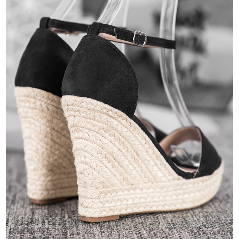 SHELOVET Sandale cu pene sexy negru 2