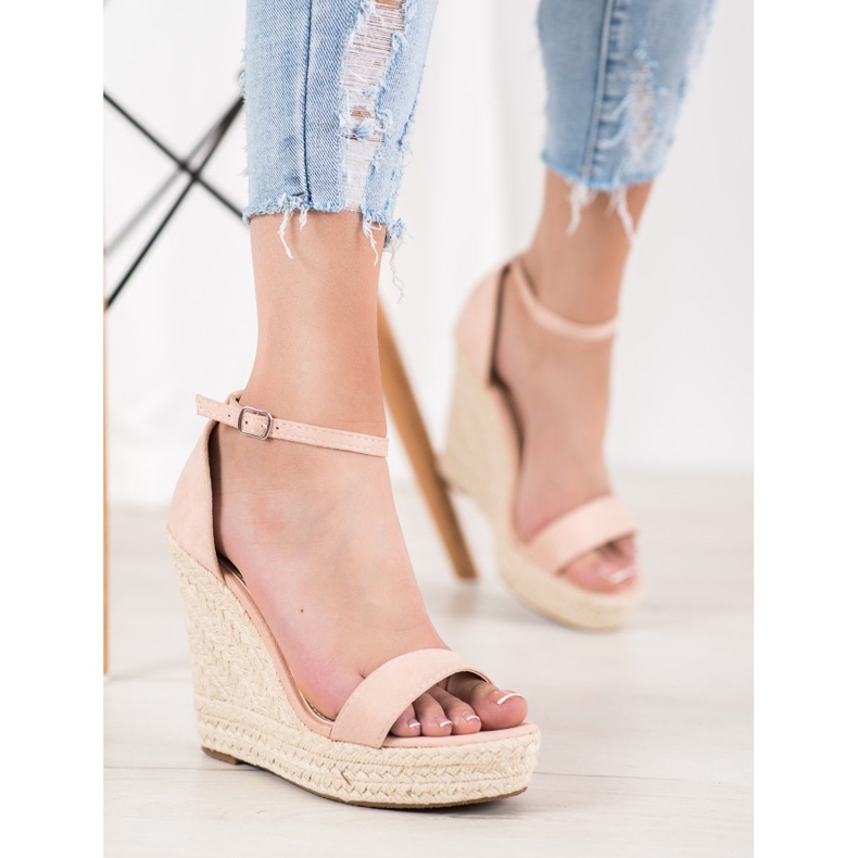 SHELOVET Sandale cu pene sexy roz 1