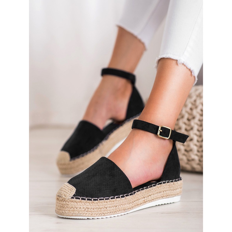 SHELOVET Espadrile deschise negru 1
