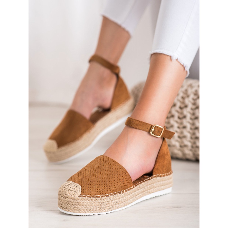 SHELOVET Espadrile deschise maro 1 SHELOVET Espadrile deschise maro 1