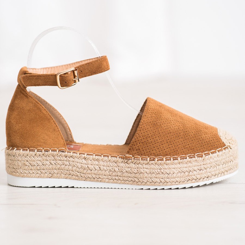 SHELOVET Espadrile deschise maro 2 SHELOVET Espadrile deschise maro 2