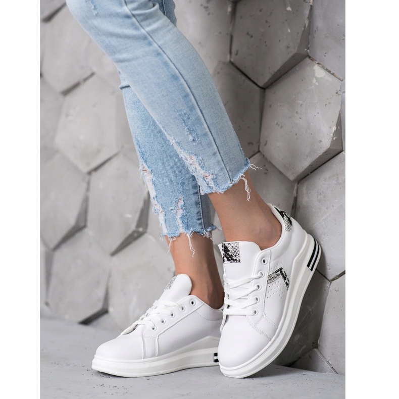 SHELOVET Pantofi sport din piele ecologică alb 2