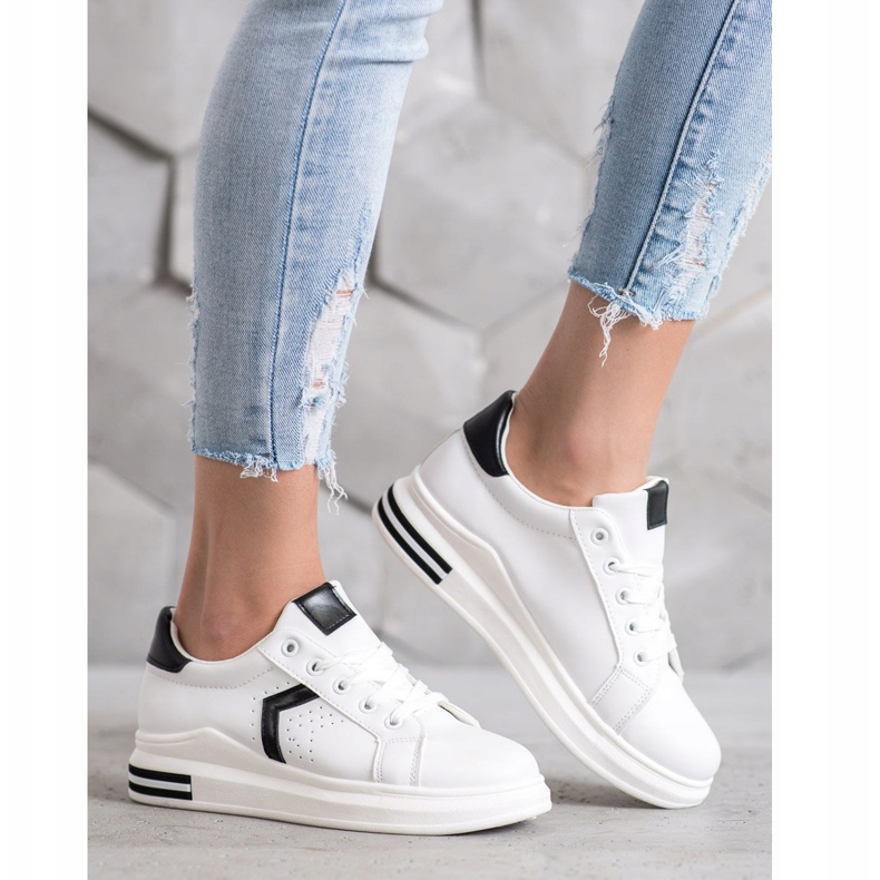 SHELOVET Pantofi sport din piele ecologică alb 2