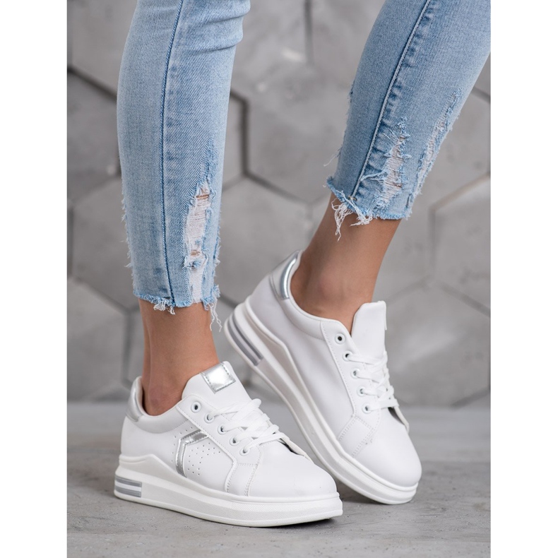 SHELOVET Pantofi sport din piele ecologică alb 1