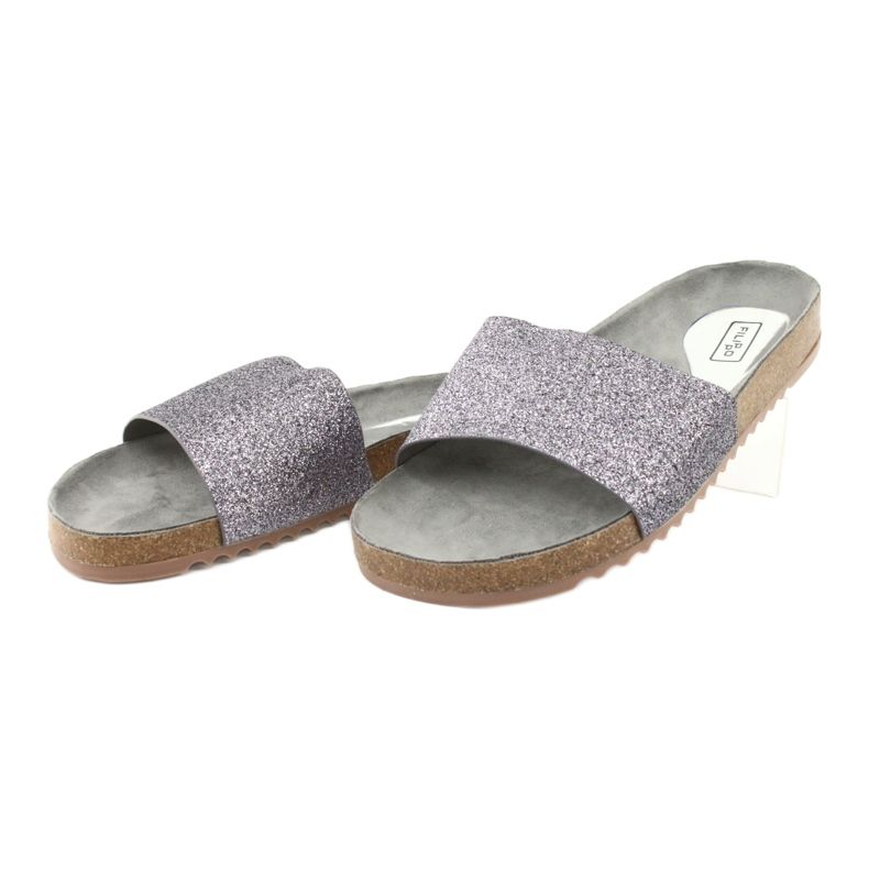 Filippo Flip Flops pentru femei profilate de argint DK1373/20 gri 2