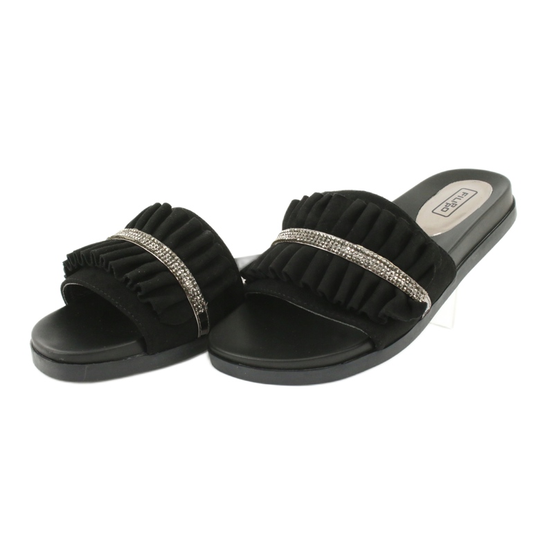 Filippo Flip -flops negru cu fragmente și zircoane 2