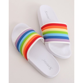 Papuci curcubeu albi T325P Alb multicolor 3