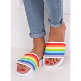 Papuci curcubeu albi T325P Alb multicolor 2