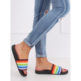 Papuci curcubeu negri T325P Negru multicolor 2