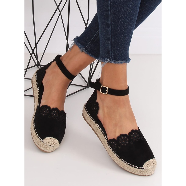 Espadrile negre ajurate JH119 Negru 1