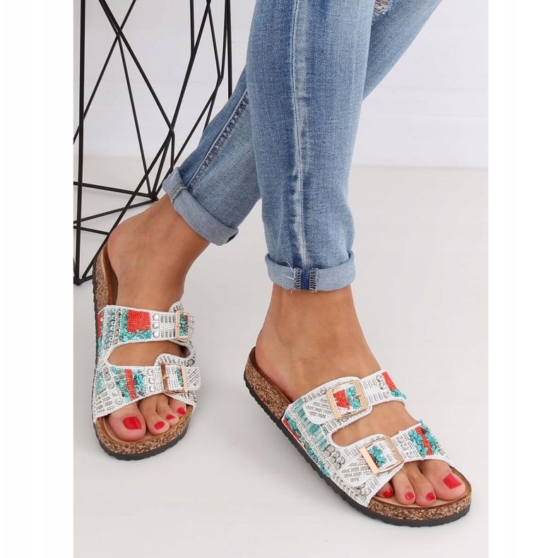 Scholki cu margele albe CK133P Alb multicolor 1