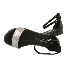 Sandale din piele Filippo DS1285 / 20 BK SI negru multicolor gri 4