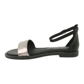 Sandale din piele Filippo DS1285 / 20 BK SI negru multicolor gri 1