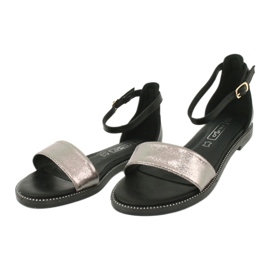Sandale din piele Filippo DS1285 / 20 BK SI negru multicolor gri 2