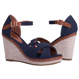 SEA Sandale pentru femei pe pană albastră LaMane maro albastru marin 3