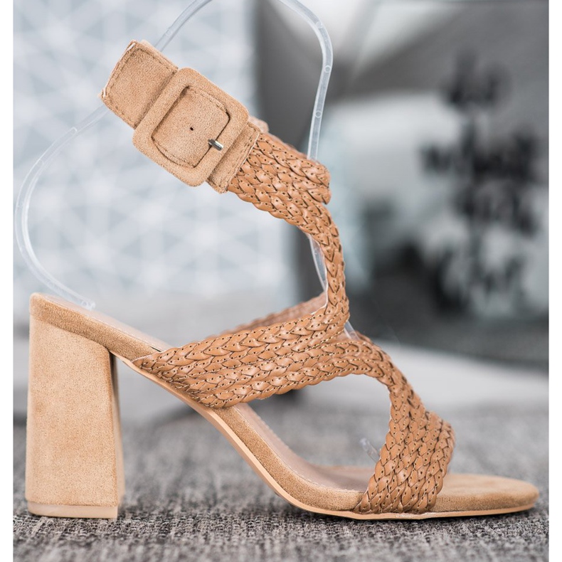 SHELOVET Sandale Împletite Pe O Bară maro 2