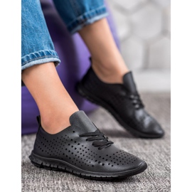 Camo Adidași ajurati cu piele ecologică negru 1