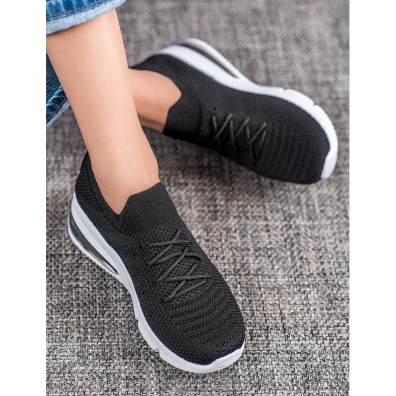 SHELOVET Adidași negri din material textil negru 1