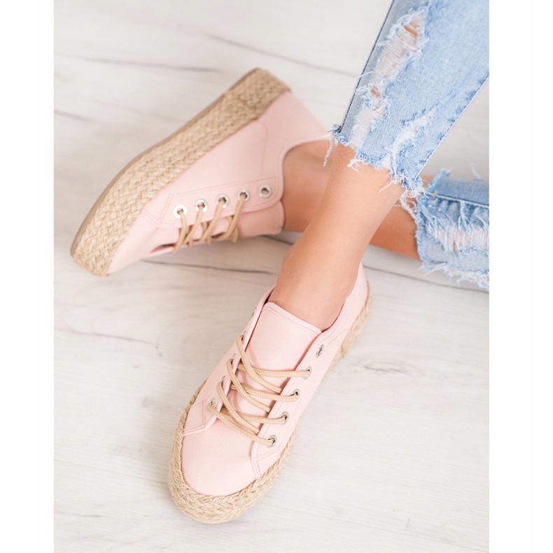 Kylie Adidași pe o platformă de paie roz 1