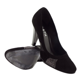 Edeo Pompe de piele neagră pentru femei cu fir de argint negru 4