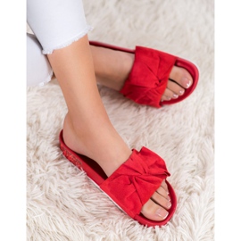 SHELOVET Papuci din piele intoarsa cu zirconiu cubic roșu 1