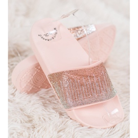 SHELOVET Papuci confortabili cu zirconiu cubic roz 1