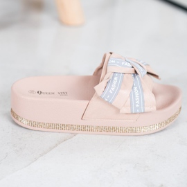 Queen Vivi Papuci de modă bej 2