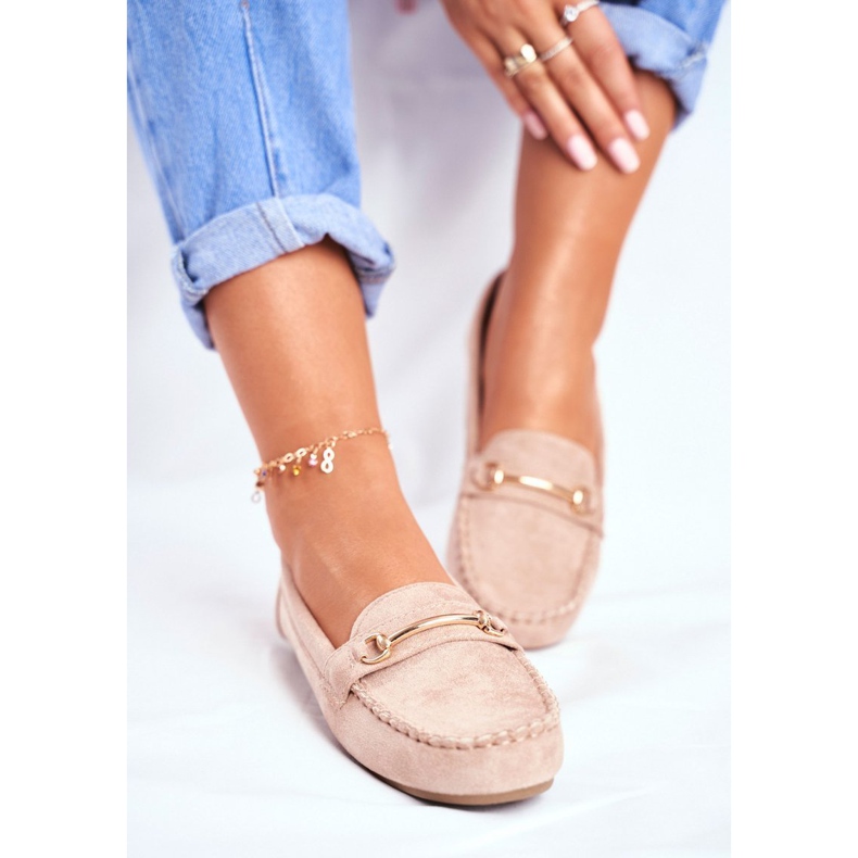 BUGO Mocasini de damă din piele de căprioară bej 1