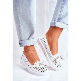 S.Barski Mocasini de damă, piele ajurată LR71515 Murrieta albă 1