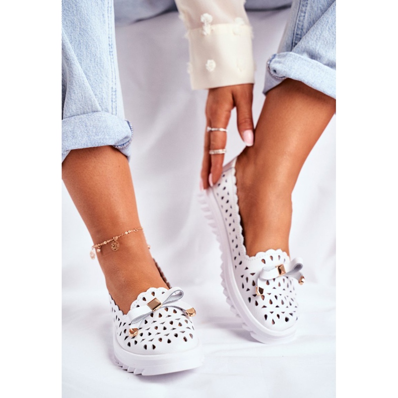 S.Barski Mocasini de damă, piele ajurată LR71515 Murrieta albă 2