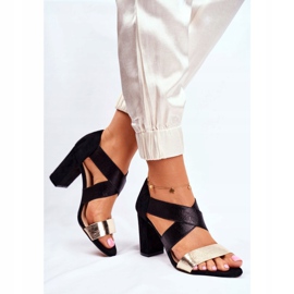 EVE Sandale Femei Suede Slip On Negru Aur Varina galben 1