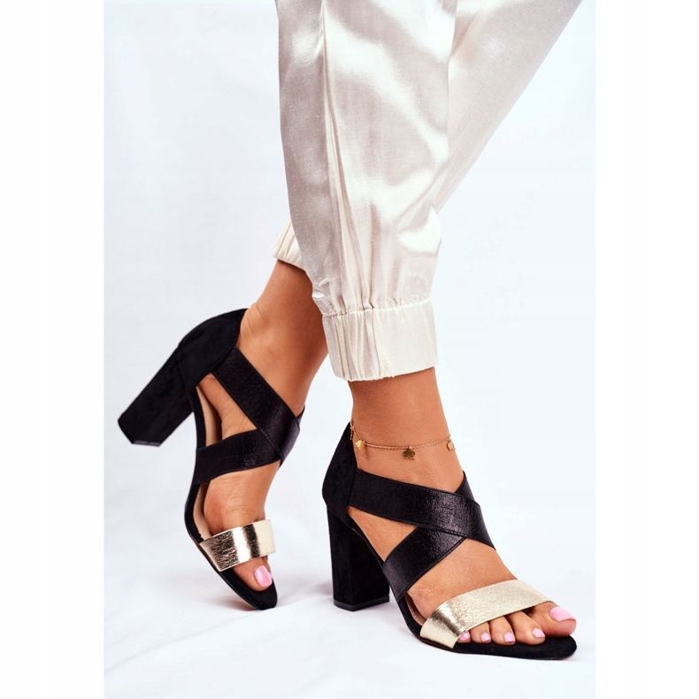 EVE Sandale Femei Suede Slip On Negru Aur Varina galben 1