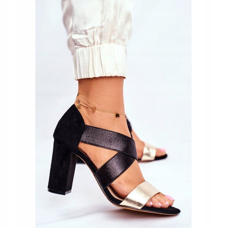 EVE Sandale Femei Suede Slip On Negru Aur Varina galben 2