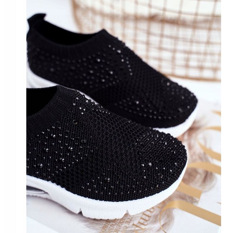 FRROCK Încălțăminte sport neagră Linda pentru copii cu zirconiu cubic negru 1