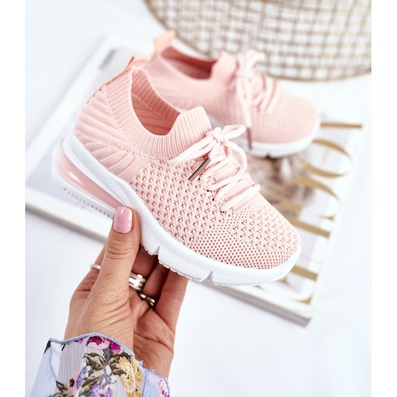 FRROCK Încălțăminte sport pentru copii cu lacuri roz Lena 2