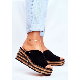 Papuci de Damă din Piele Pe Pană Nicole 2559 Lemonadă Neagră negru 1