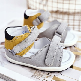 Bartek S.A. Sandale pentru copii Preventive Mini First Steps Bartek W-71266 gri galben 1