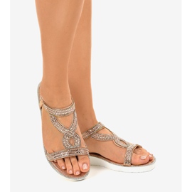 Sandale plate cu șampanie înfrumusețate 127-88 roz 2
